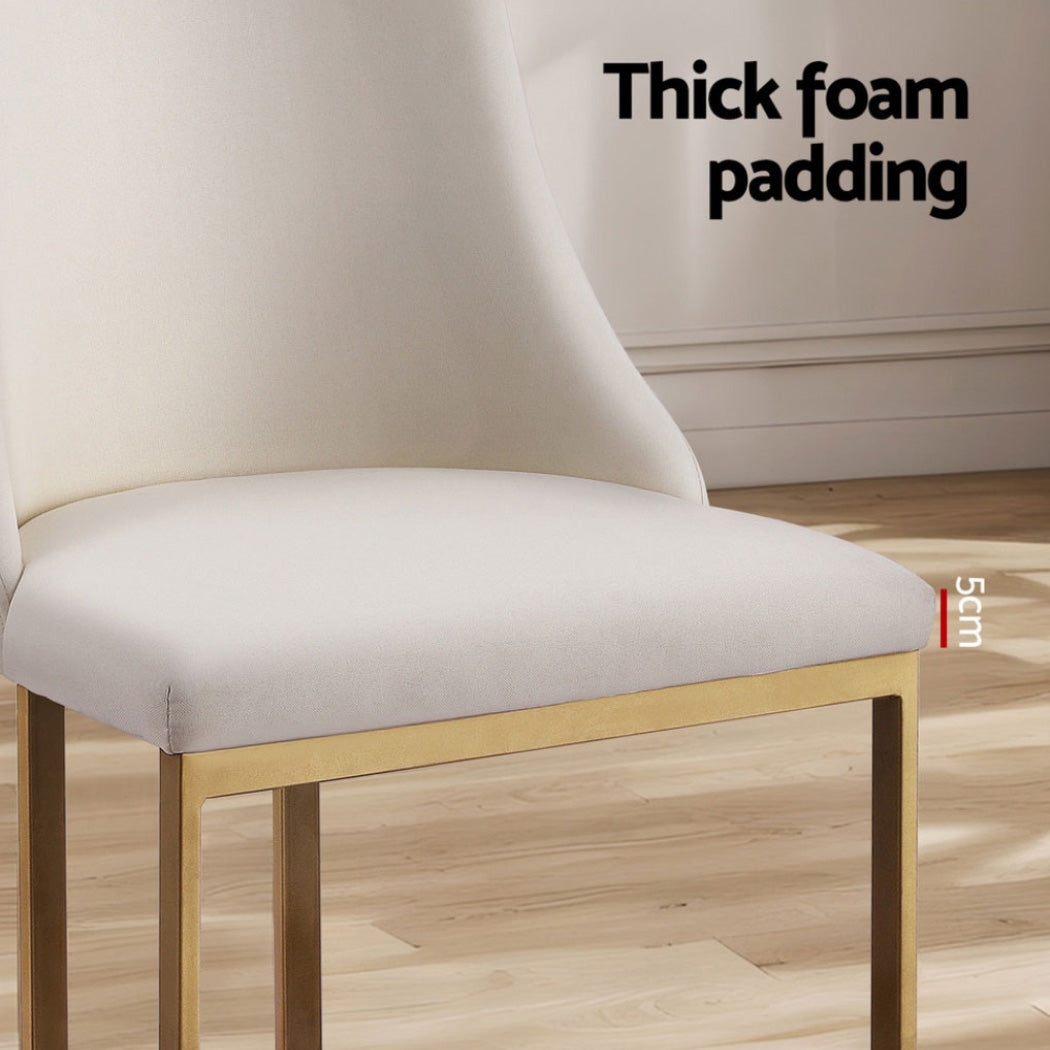 Artiss Dining Chairs Set of 4 Linen Fabric Frame Beige 6