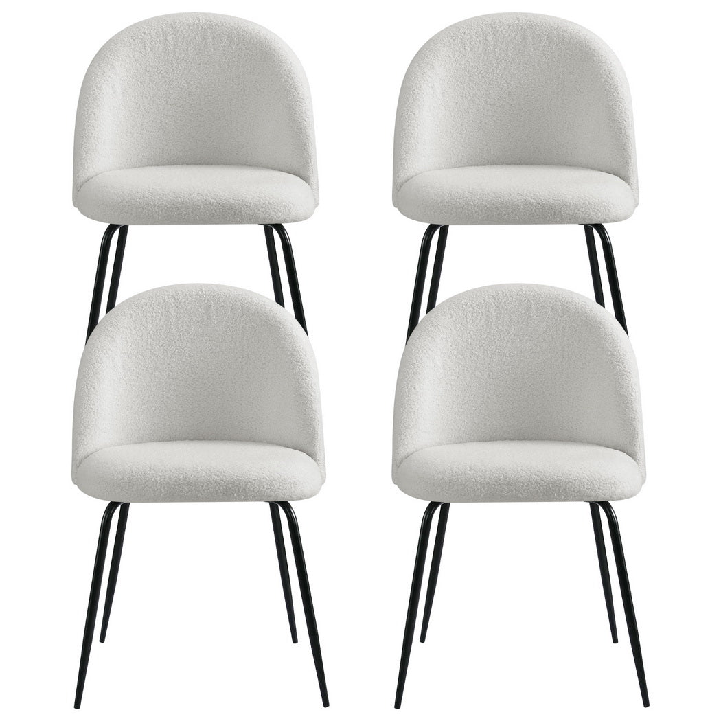 Artiss Dining Chairs Set of 4 Sherpa Boucle White 3