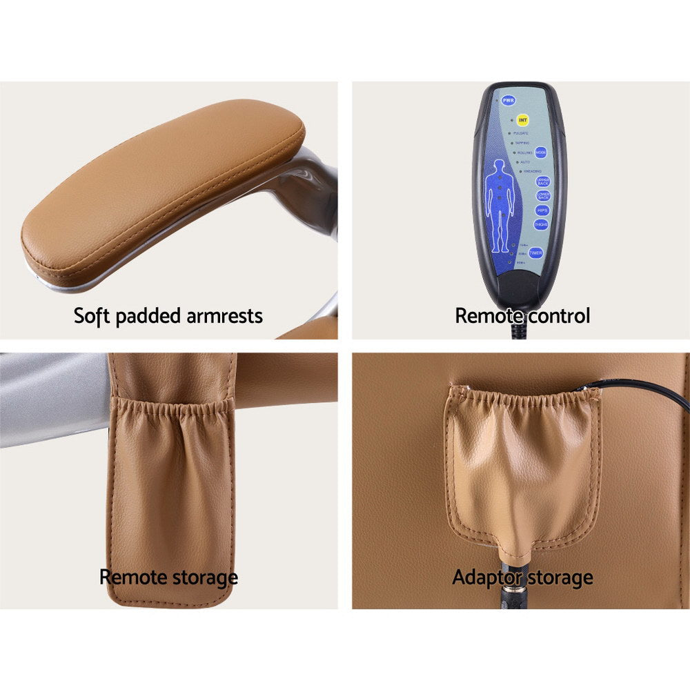 Artiss 8 Point Massage Office Chair PU Leather Brown 6