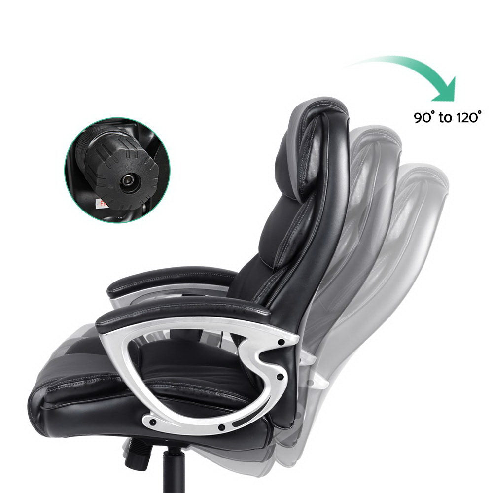 Artiss 8 Point Massage Office Chair Heated Seat PU Black 4