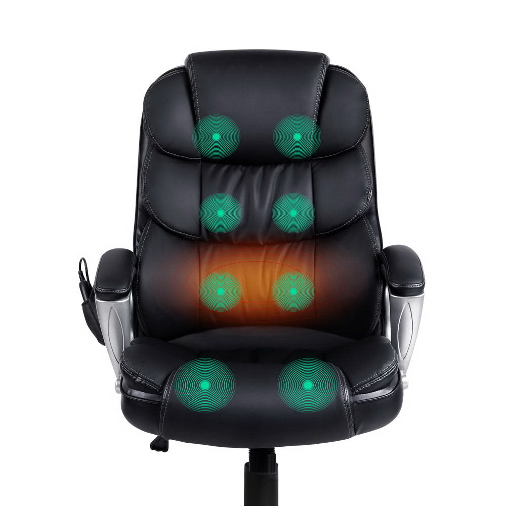 Artiss 8 Point Massage Office Chair Heated Seat PU Black 5