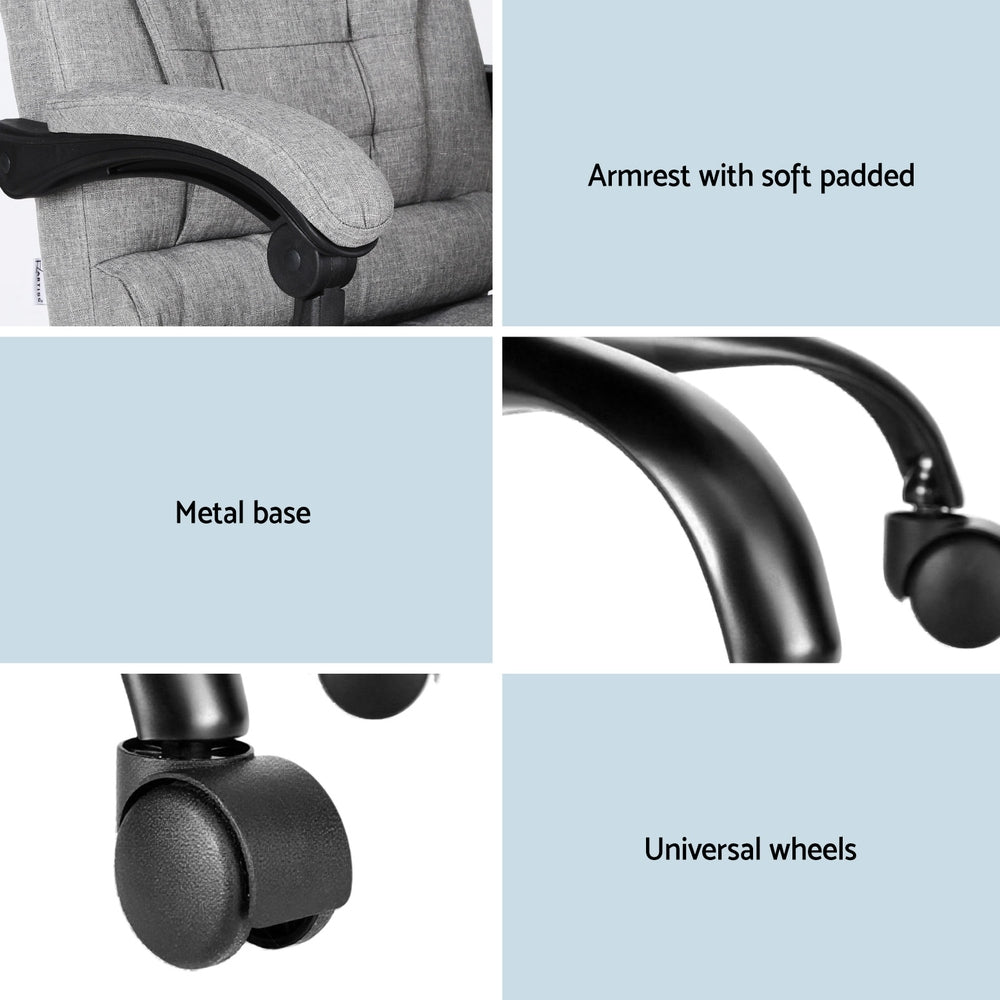 Artiss Executive Office Chair 4-Point Massage Adjustable Ergonomic Recline Back 6