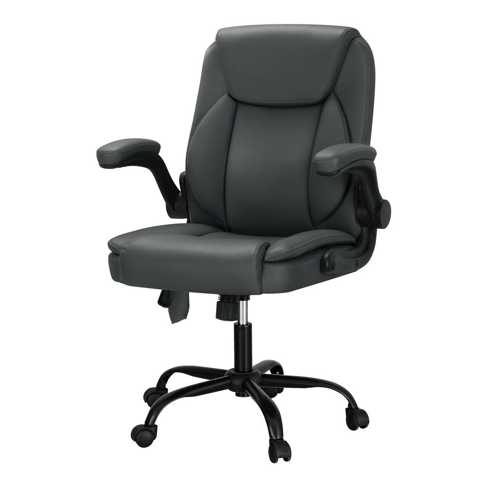 Artiss 2 Point Massage Office Chair Leather Mid Back Grey 7