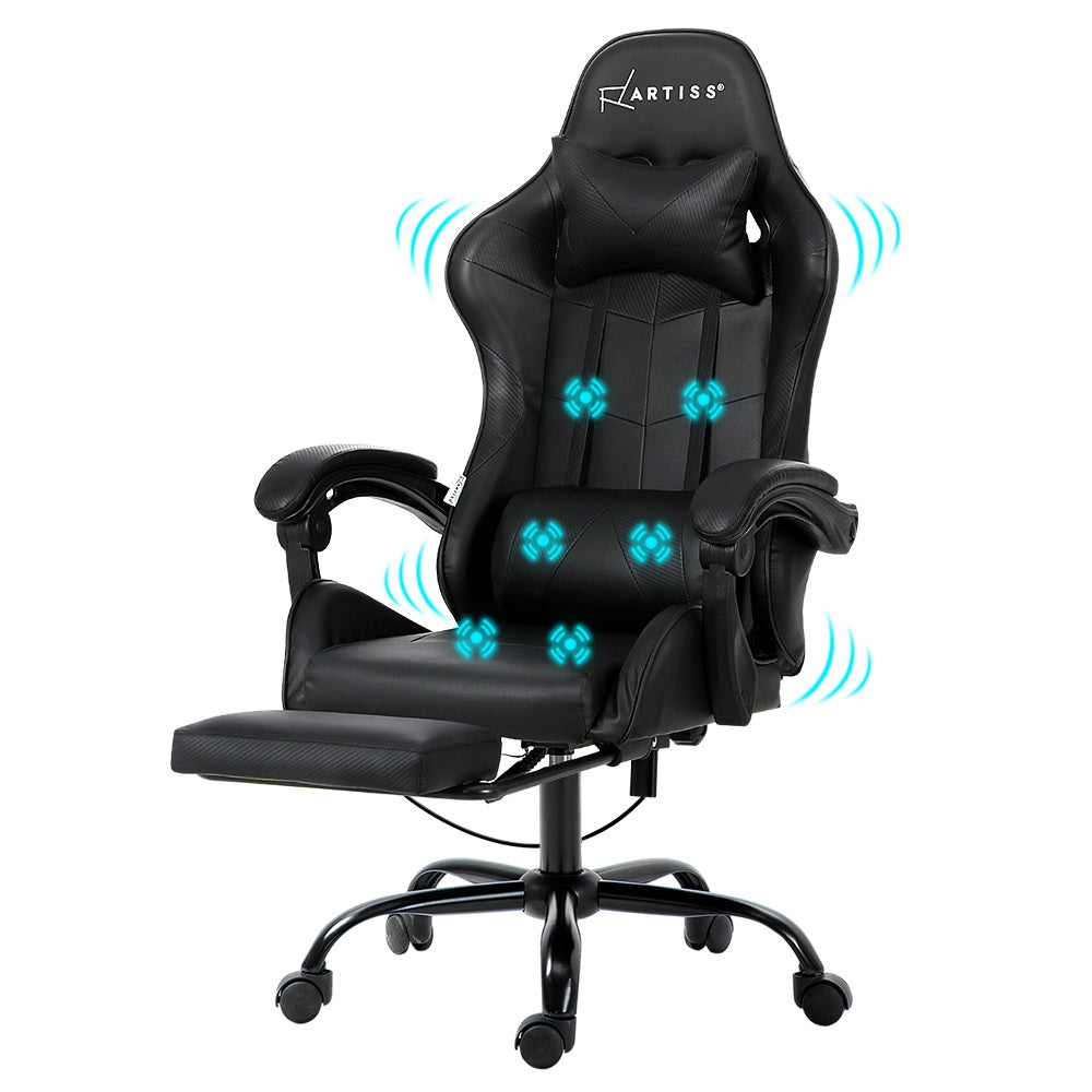 Artiss 6 Point Massage Gaming Office Chair Footrest Black 7