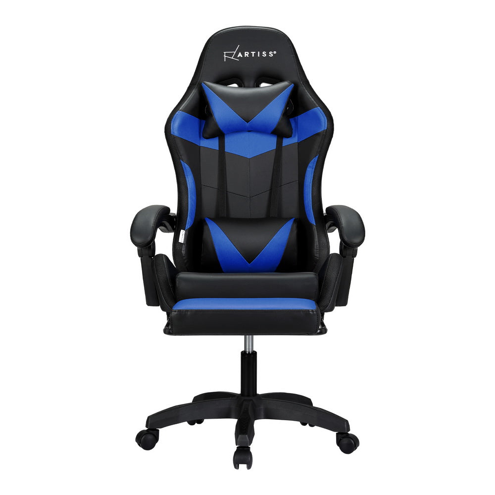 Artiss 6 Point Massage Gaming Office Chair 7 LED Footrest Blue 3