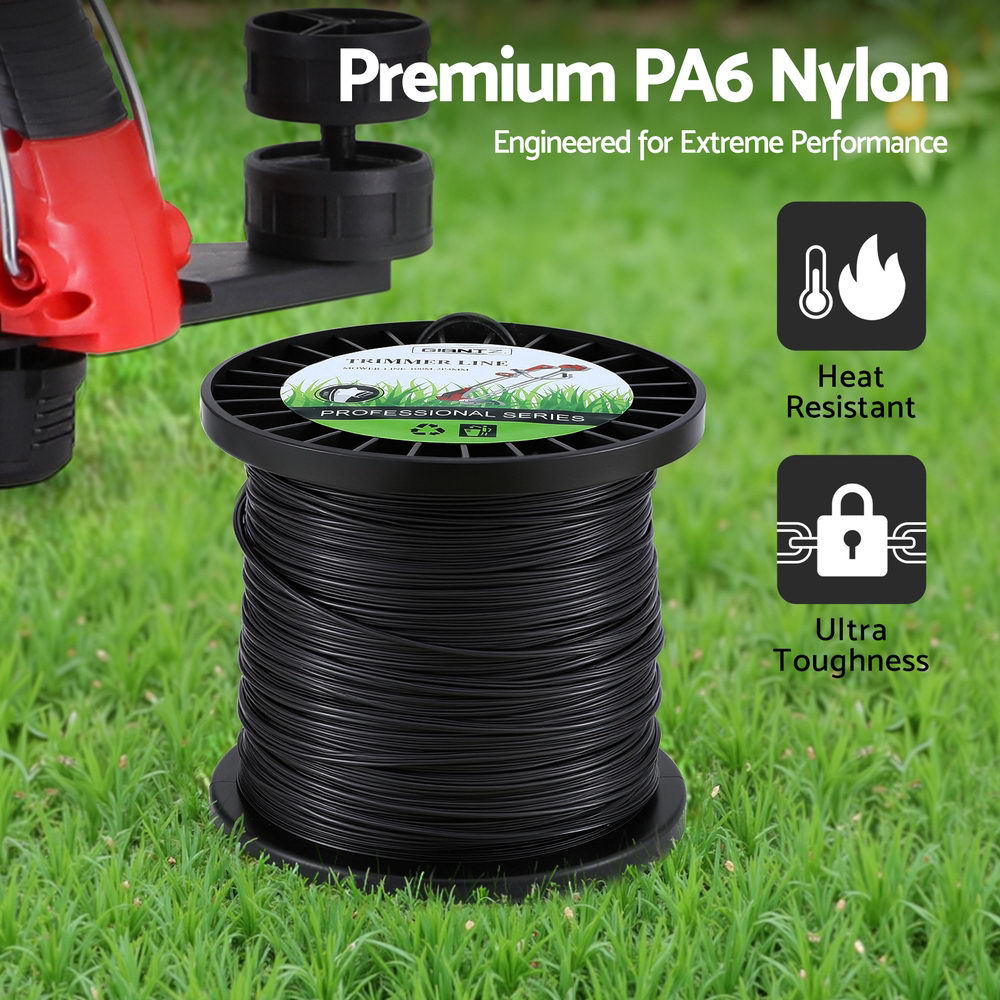 Giantz 100M Whipper Snipper Trimmer Line 2.4mm Star Nylon String Cord Black 6