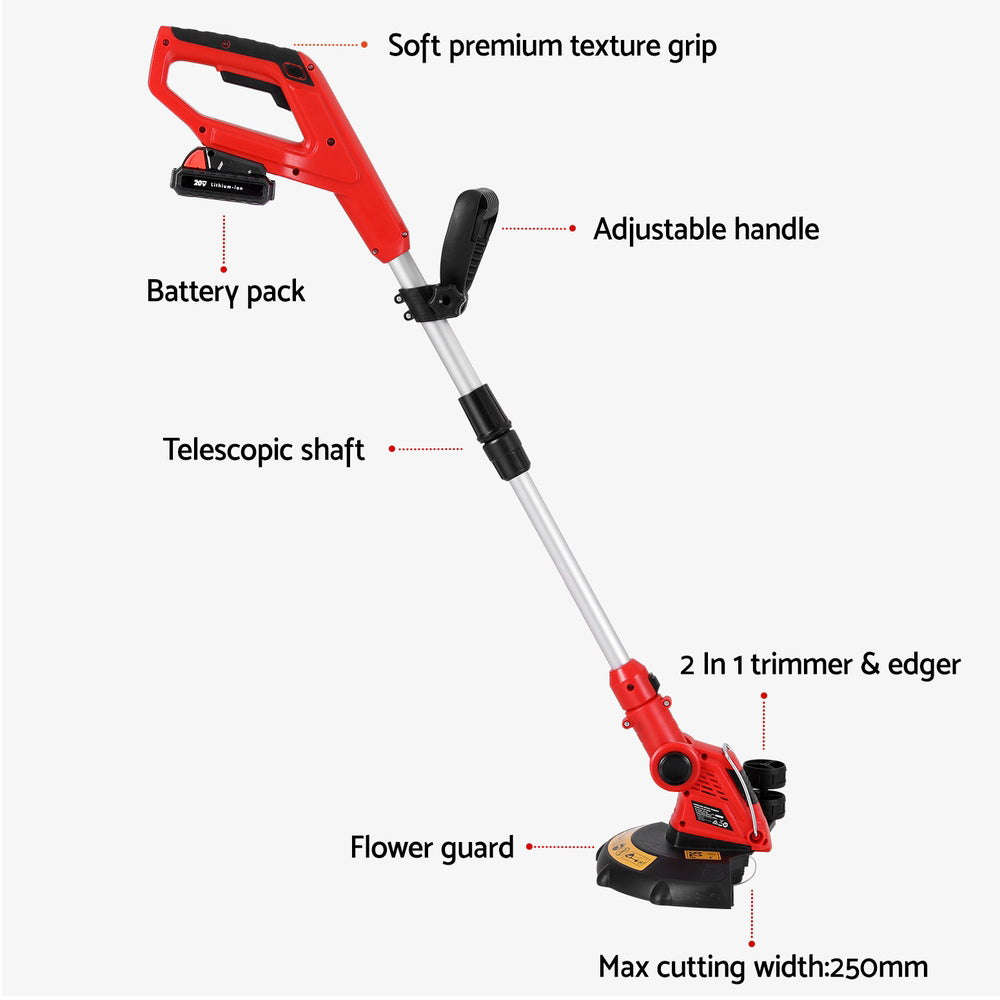 Giantz 20V Cordless Line Trimmer Lawn Whipper Grass Snipper 6