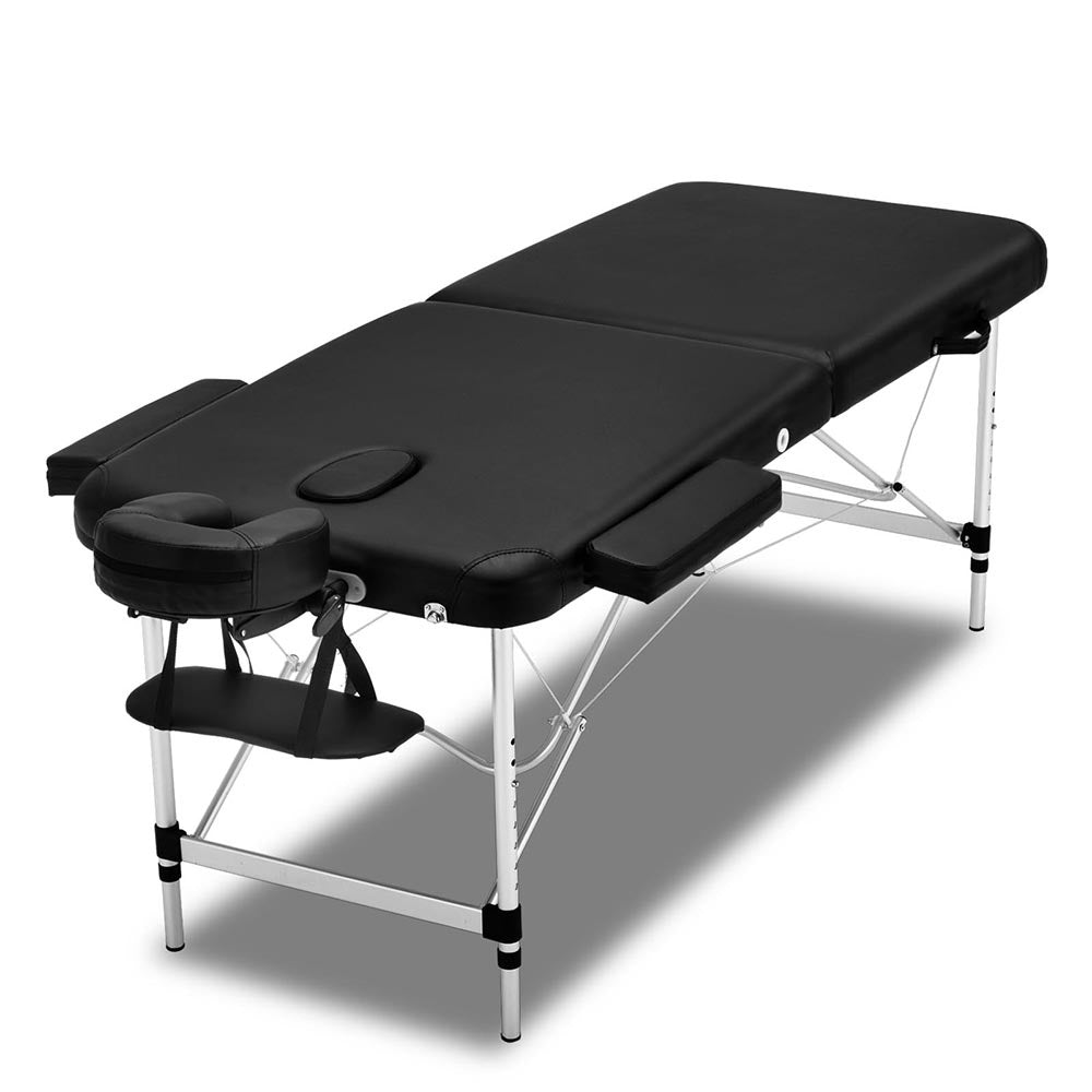 Zenses Massage Table 70cm Portable 2 Fold Aluminium Beauty Bed Black 8