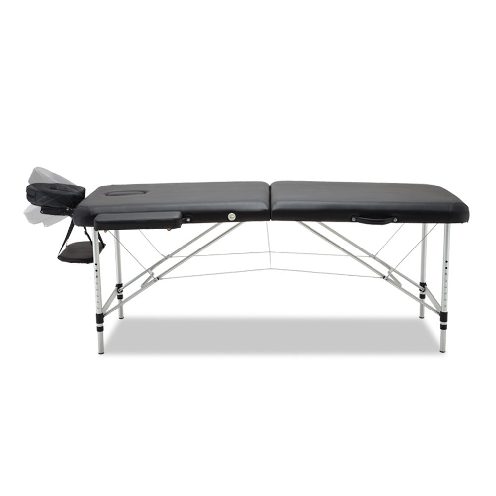 Zenses Massage Table 75cm Portable 2 Fold Aluminium Beauty Bed Black 3