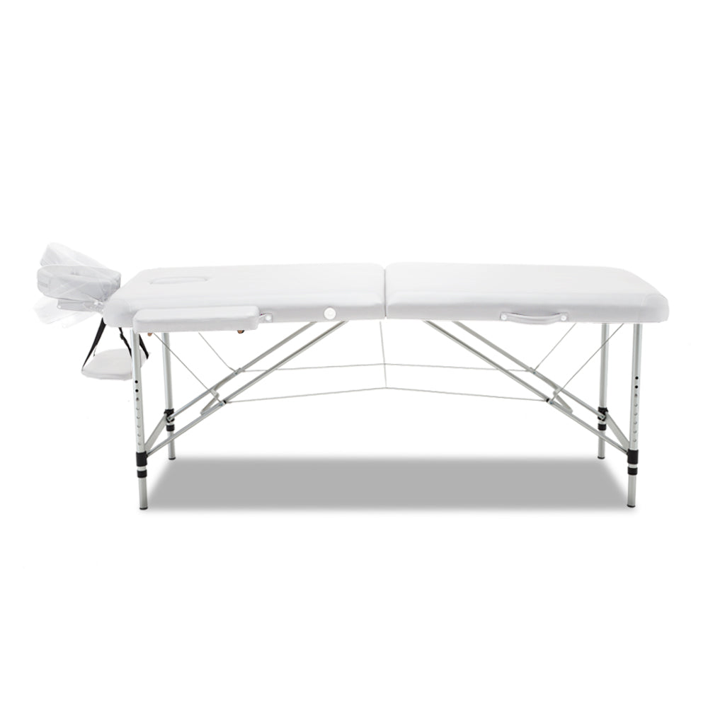 Zenses Massage Table 75cm Portable 2 Fold Aluminium Beauty Bed White 3