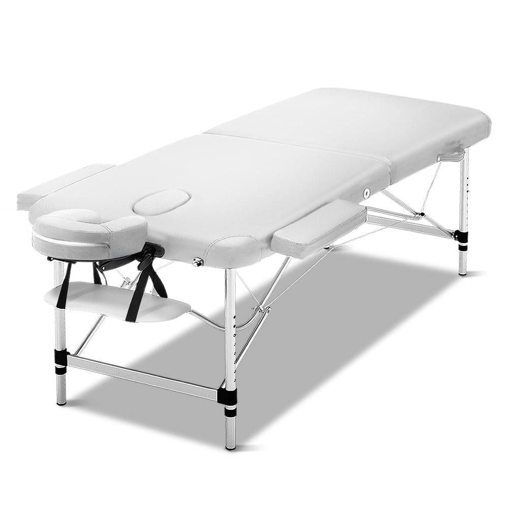 Zenses Massage Table 75cm Portable 2 Fold Aluminium Beauty Bed White 8