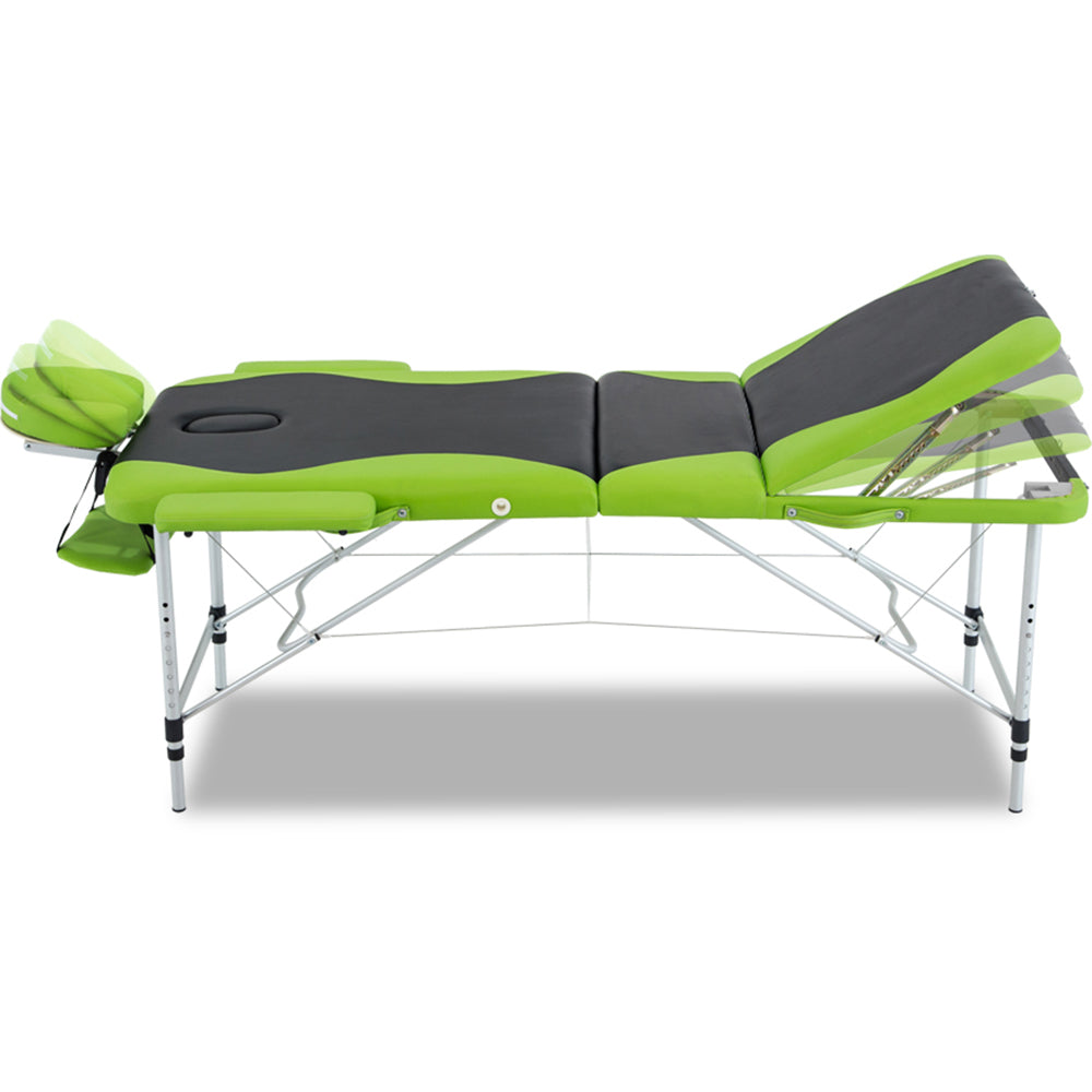 Zenses Massage Table 75cm Portable 3 Fold Aluminium Beauty Bed Green 3
