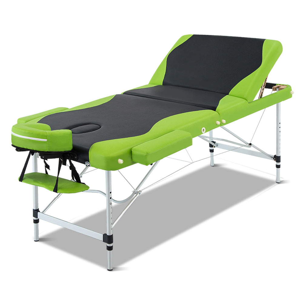 Zenses Massage Table 75cm Portable 3 Fold Aluminium Beauty Bed Green 8