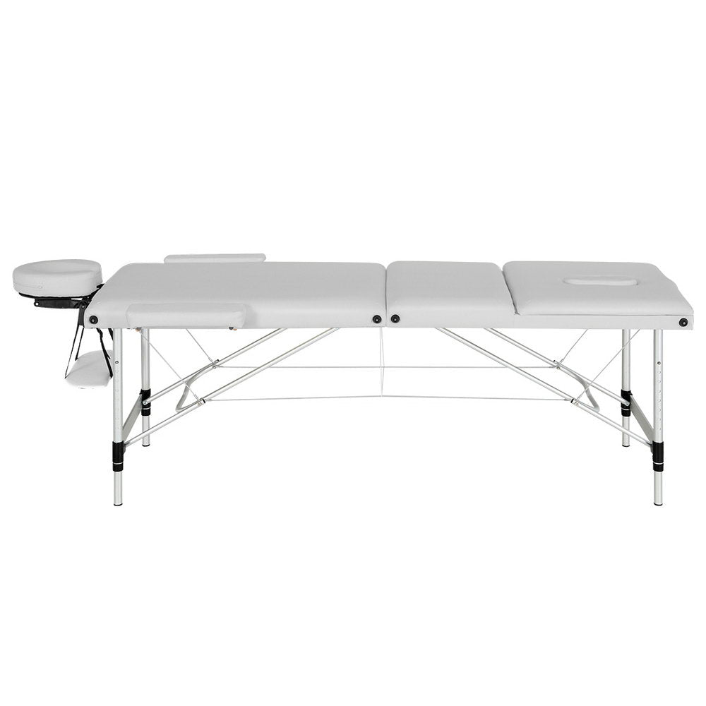 Zenses Massage Table 65cm Portable 3 Fold Aluminium Beauty Bed White 3