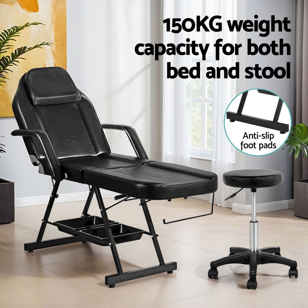 Zenses Massage Table Adjustable Salon Bed Chair 3-Fold Black 6
