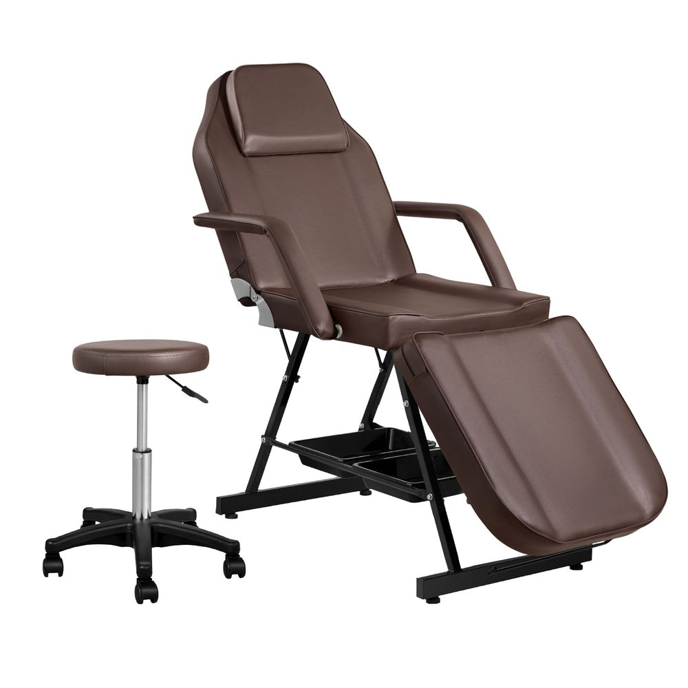 Zenses Massage Table Adjustable Salon Bed Chair 3-Fold Brown 3