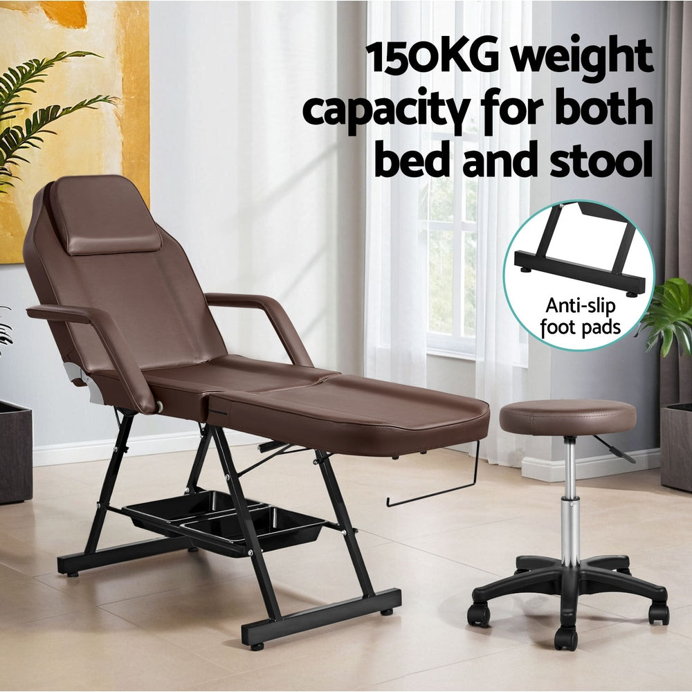 Zenses Massage Table Adjustable Salon Bed Chair 3-Fold Brown 6