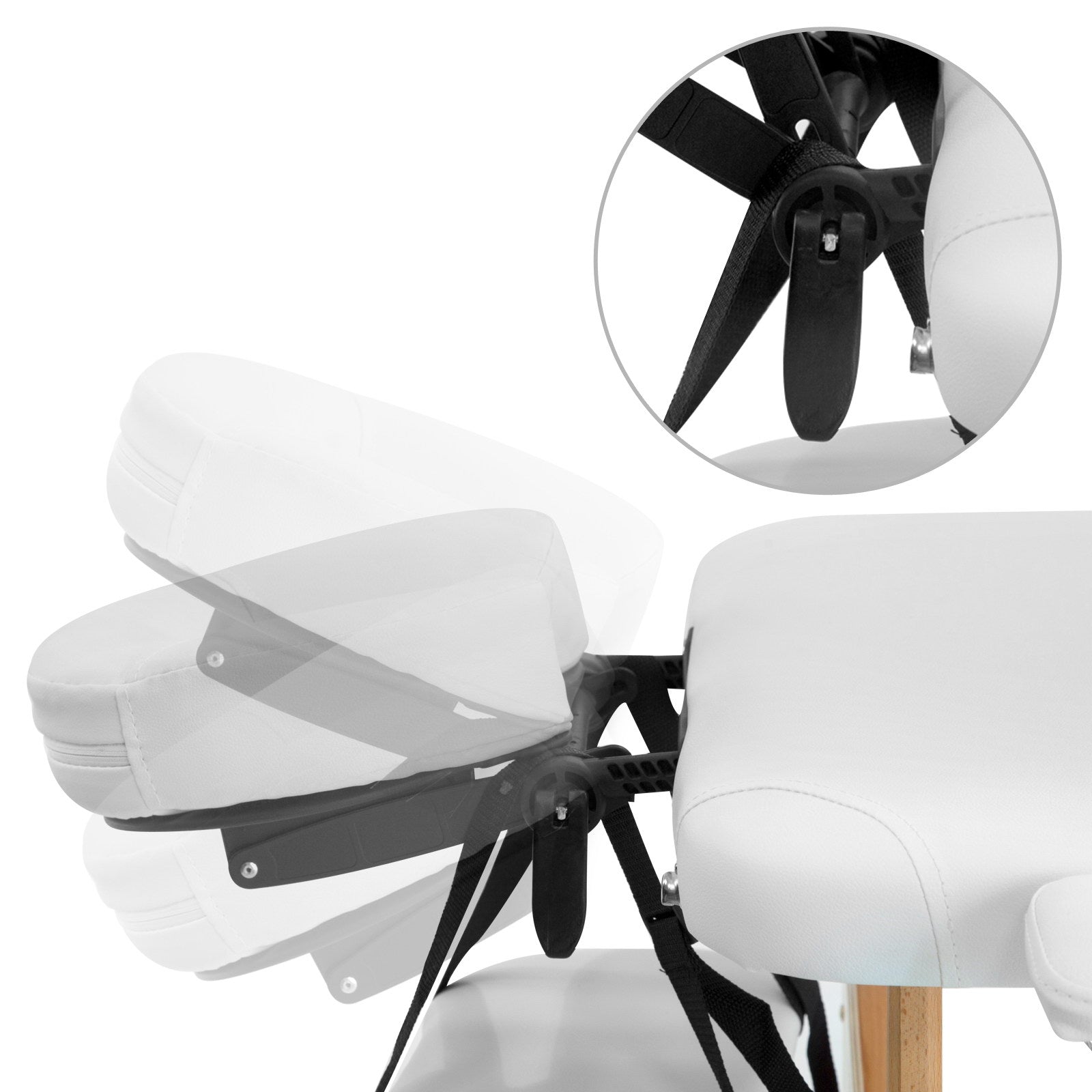 Zenses Massage Table 70cm Portable 3 Fold Wooden Beauty Bed White 7