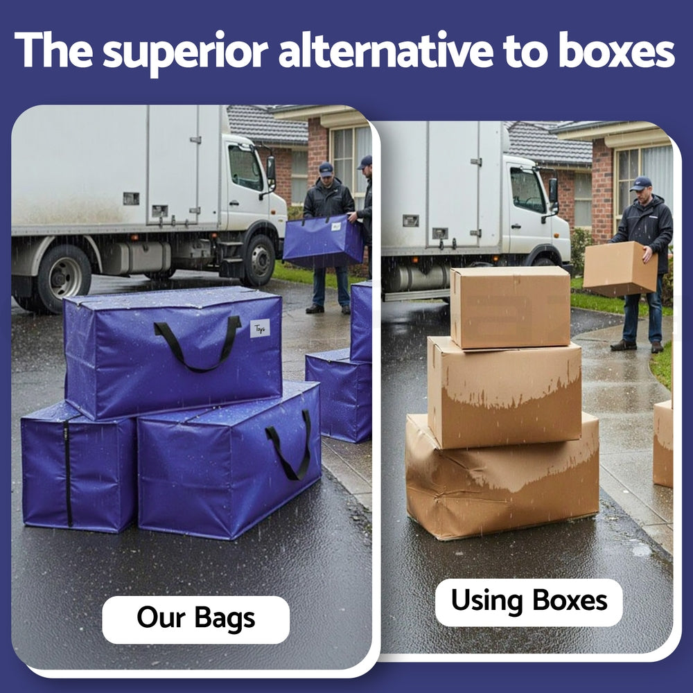 Artiss Moving Bags Heavy Duty Waterproof Backpack Straps Large Storage Totes 5 Pack Blue 7