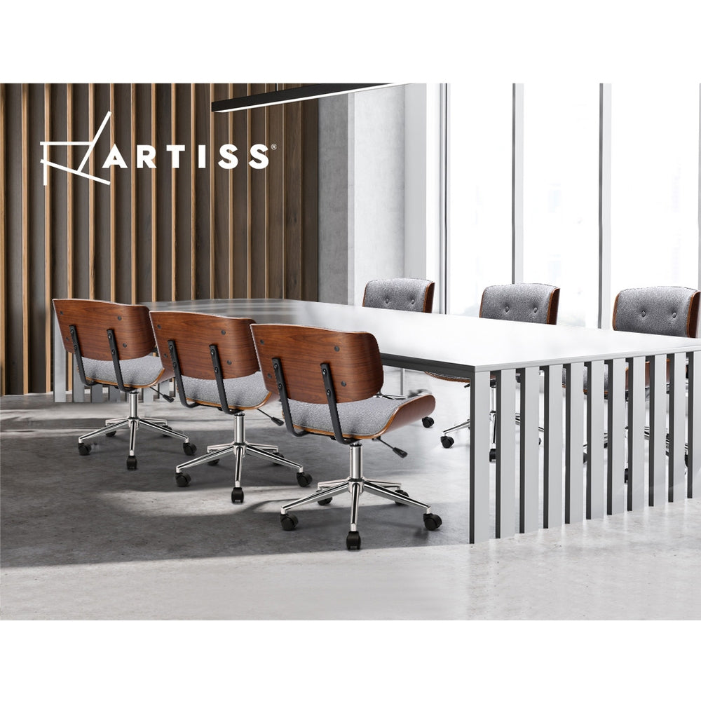 Artiss Wooden Office Chair Fabric Seat Grey 7
