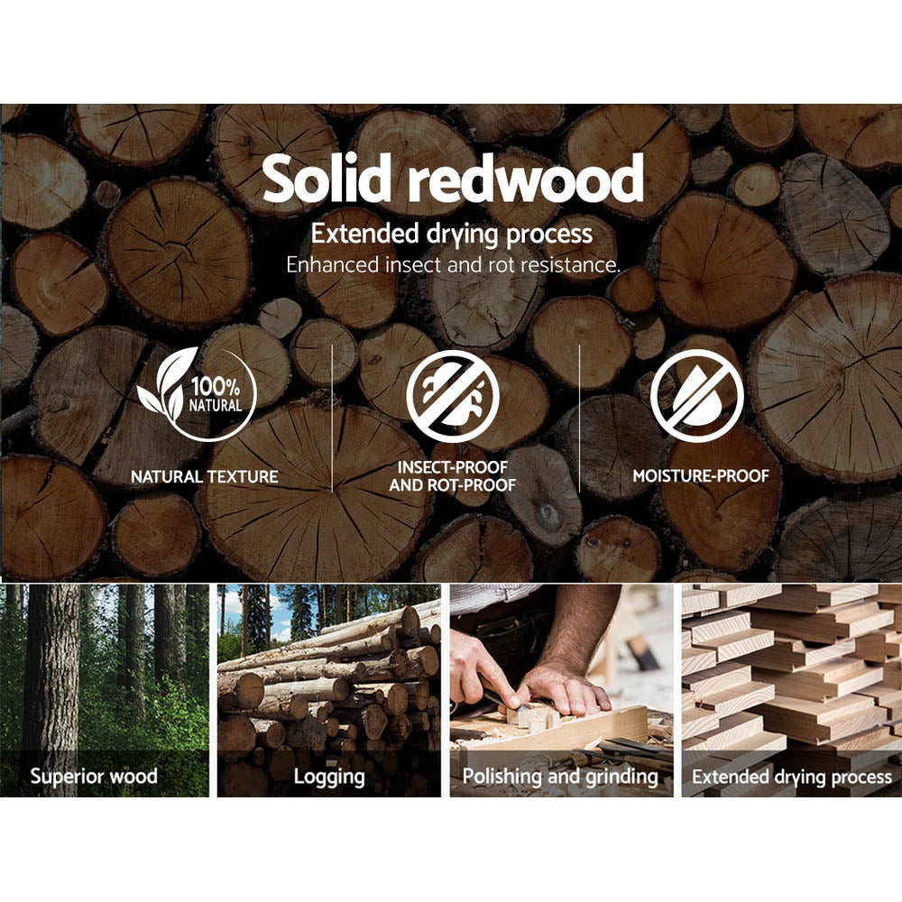 Artiss Wooden Office Chair Leather Seat Black 5