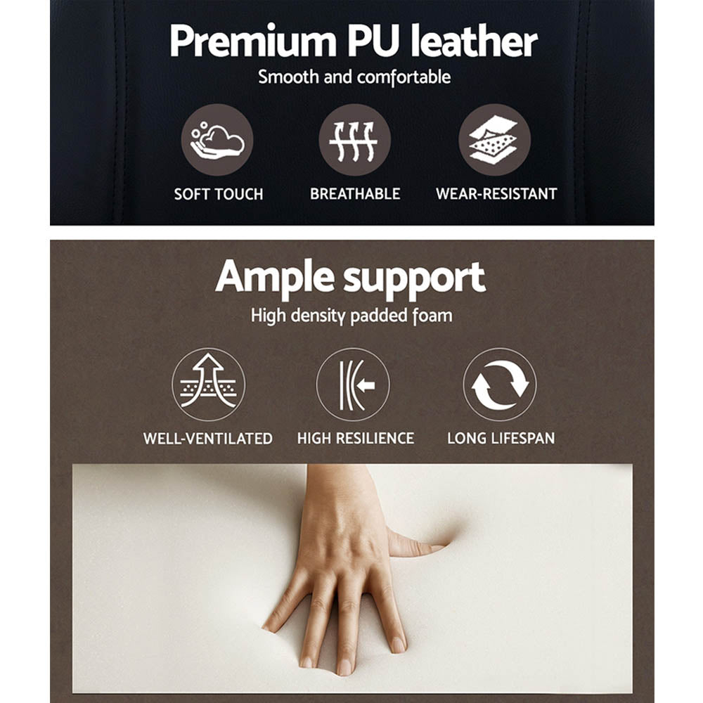 Artiss Wooden Office Chair Leather Seat Black 7