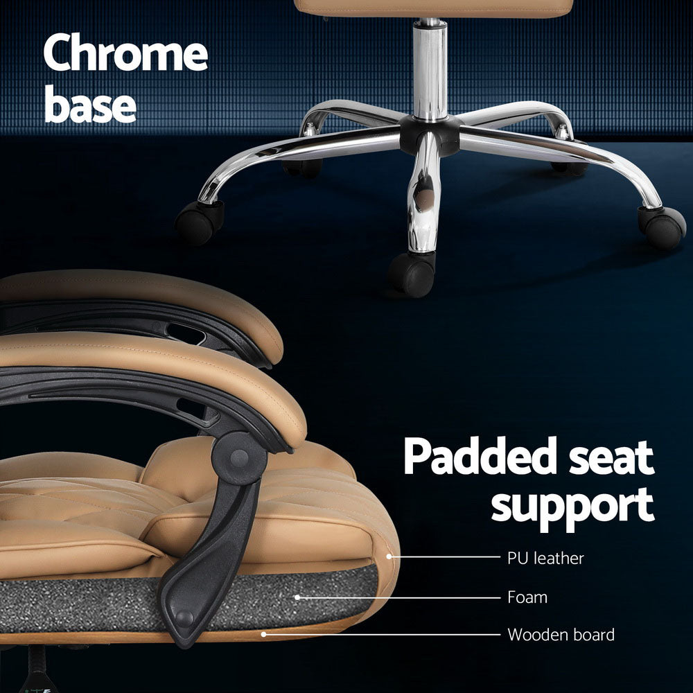 Artiss Executive Office Chair Leather Recliner Espresso 6