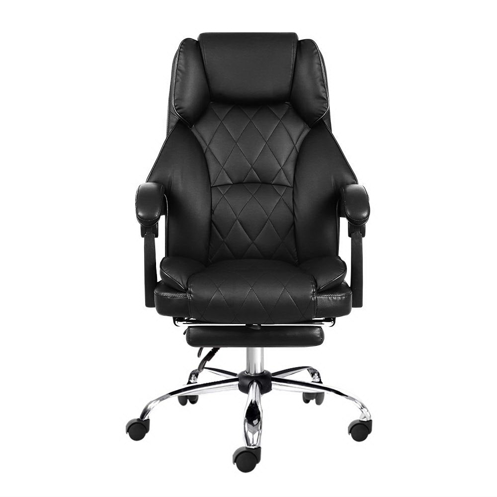 Artiss Executive Office Chair Leather Footrest Black 3