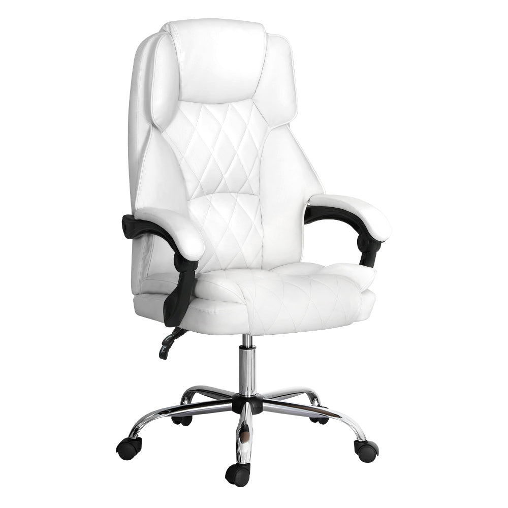Artiss Executive Office Chair Leather Recliner White 7