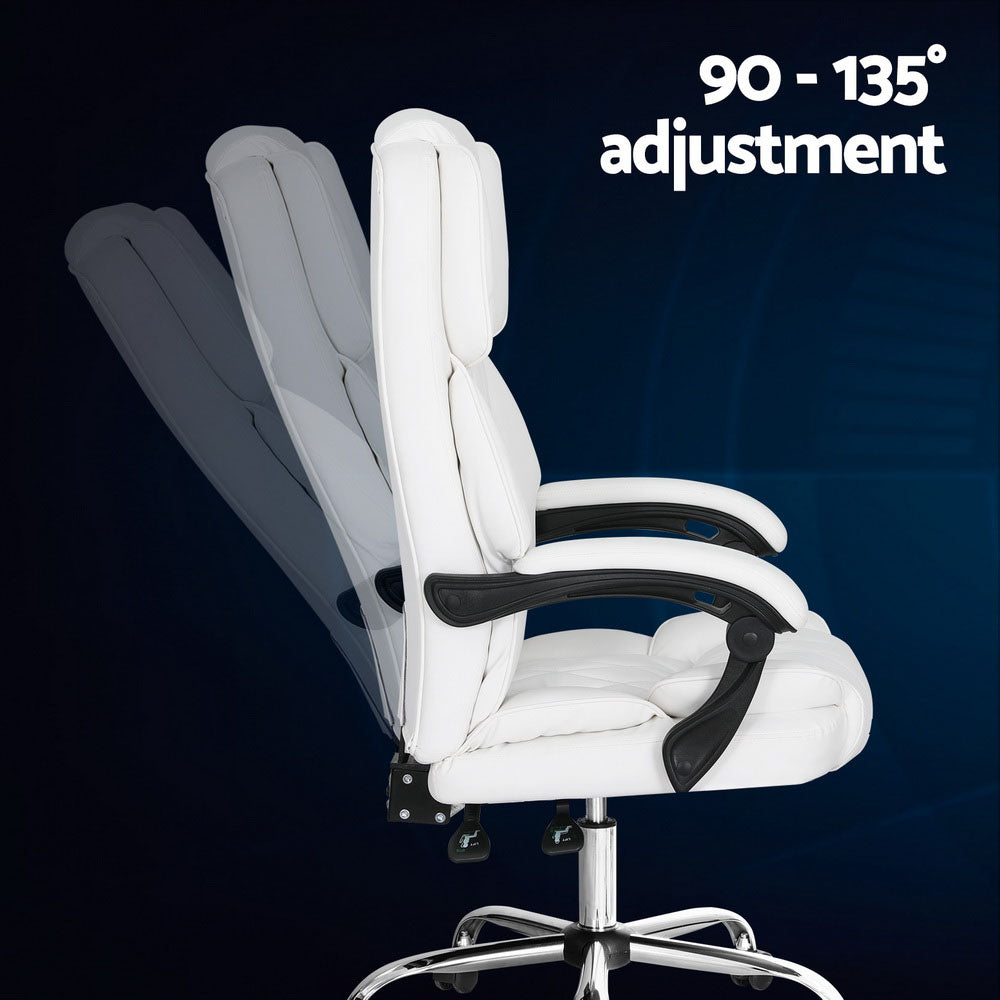 Artiss Executive Office Chair Leather Recliner White 5