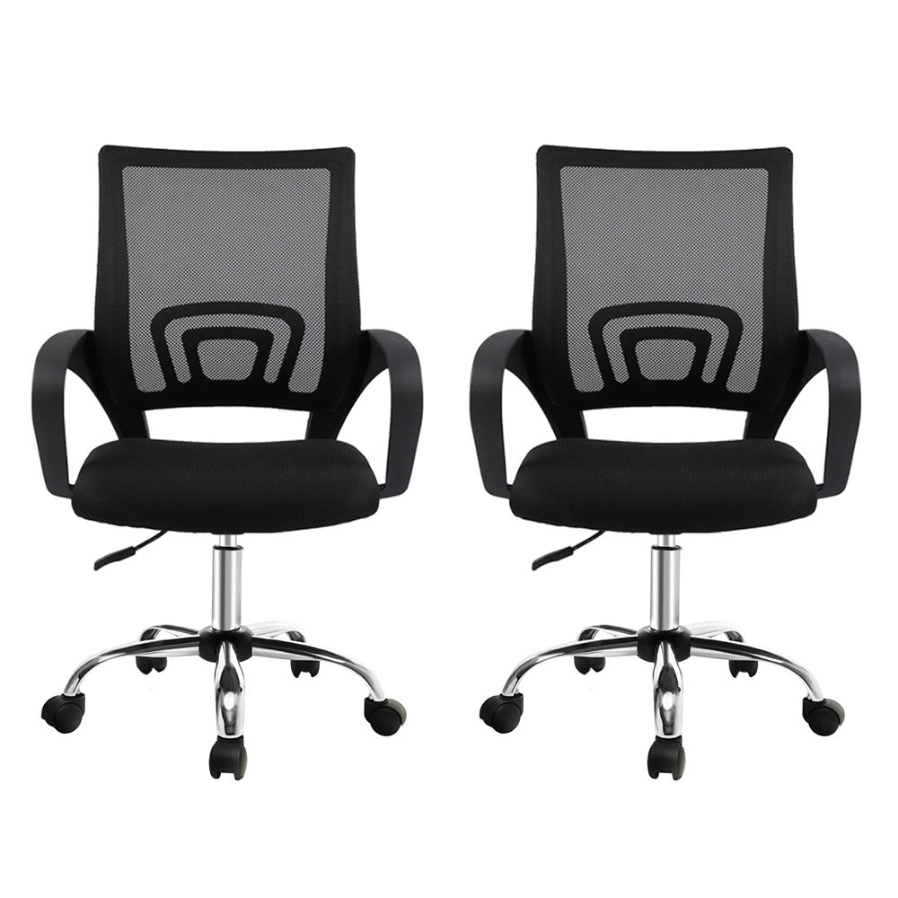 Artiss 2x Mesh Office Chair Mid Back Black 3