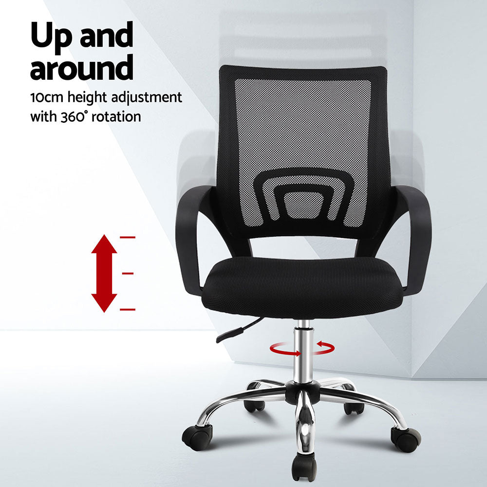 Artiss 2x Mesh Office Chair Mid Back Black 4