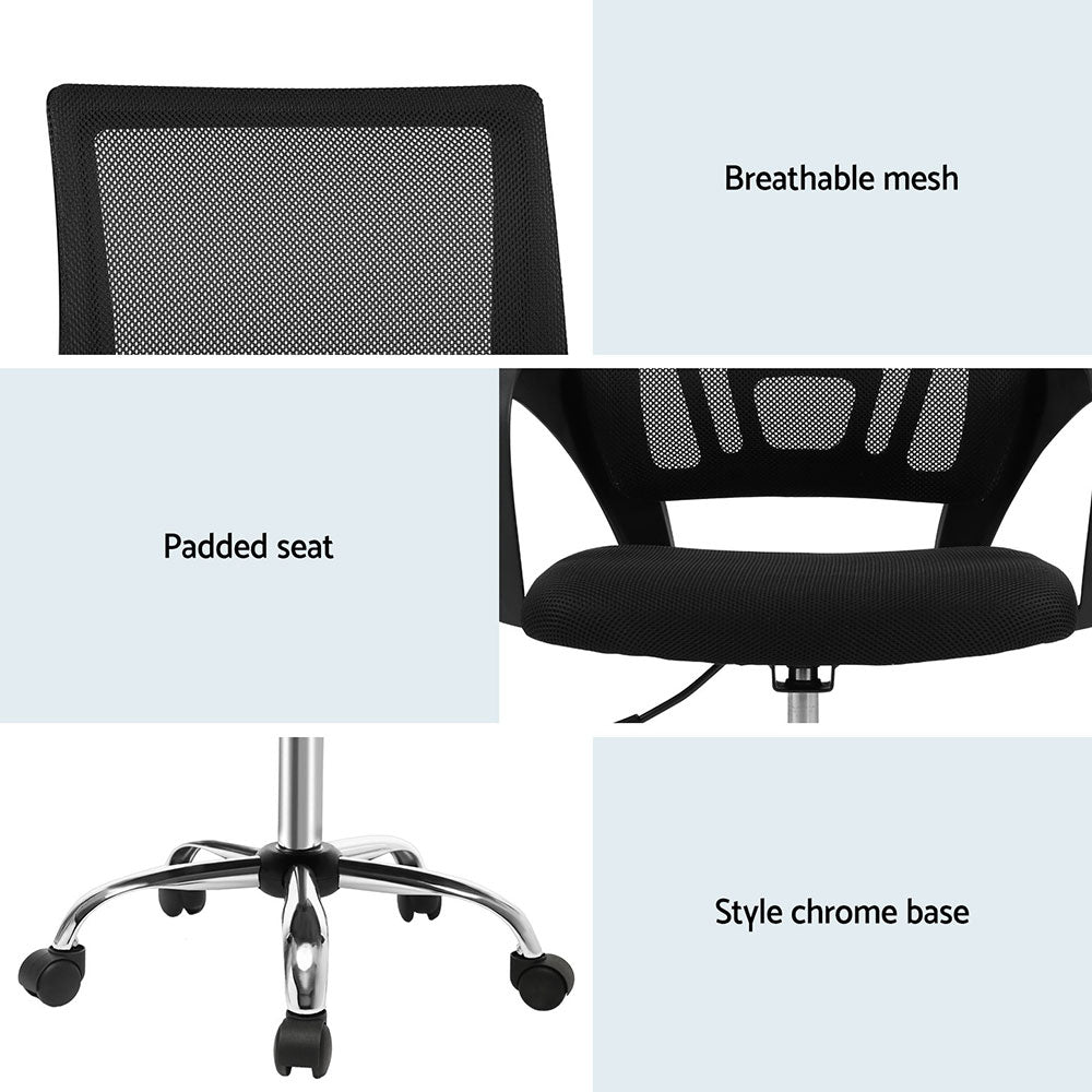 Artiss 2x Mesh Office Chair Mid Back Black 6