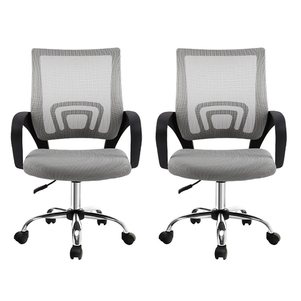 Artiss 2x Mesh Office Chair Mid Back Grey 3
