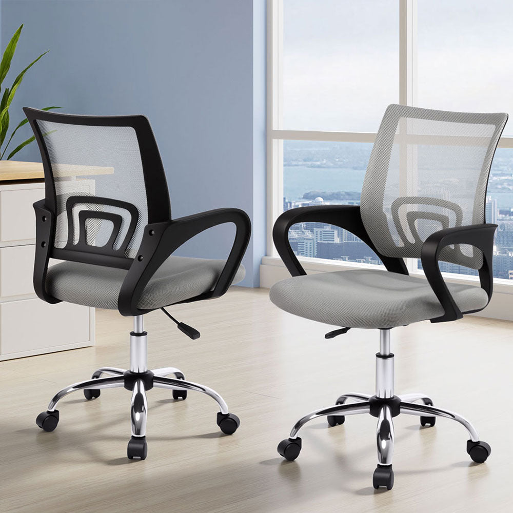 Artiss 2x Mesh Office Chair Mid Back Grey 7
