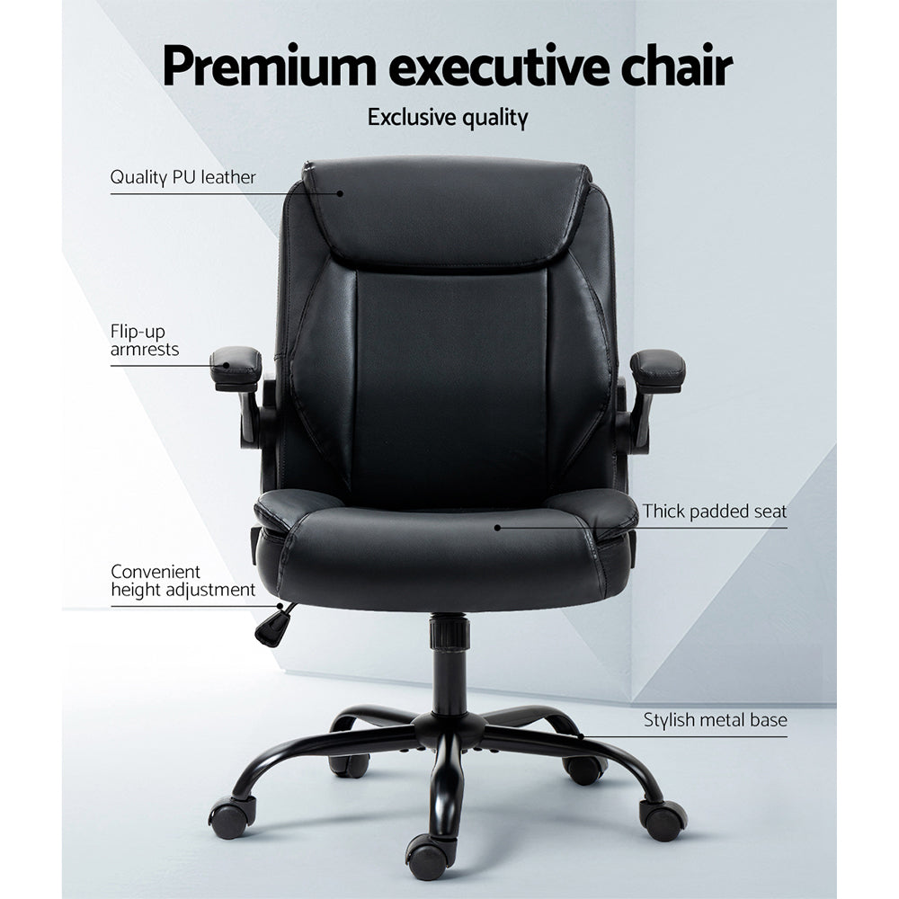 Artiss Executive Office Chair Mid Back Black 4