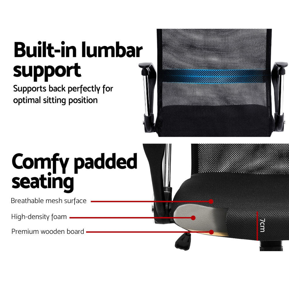 Artiss Mesh Office Chair Mid Back Black 4