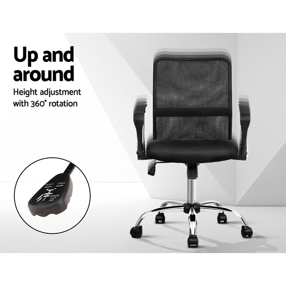 Artiss Mesh Office Chair Mid Back Black 6