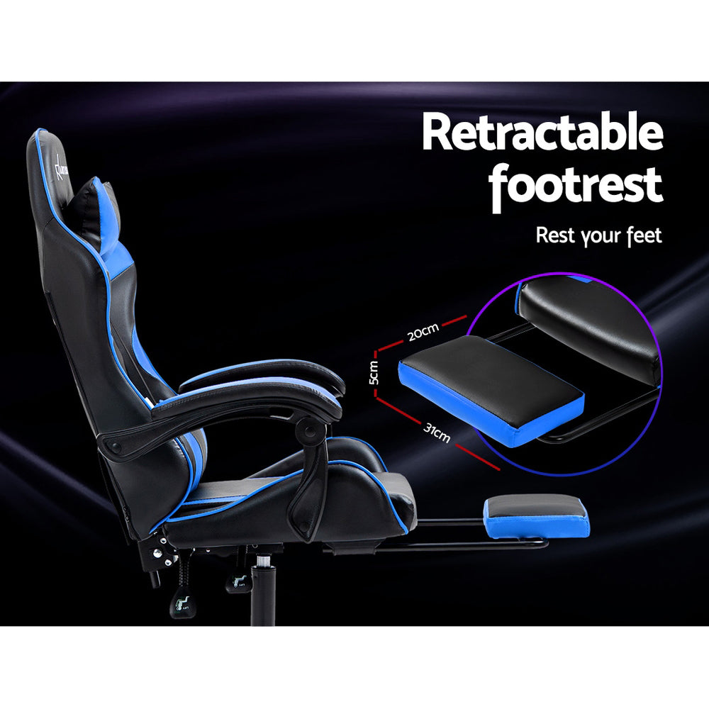 Artiss Gaming Office Chair Recliner Footrest Blue 6