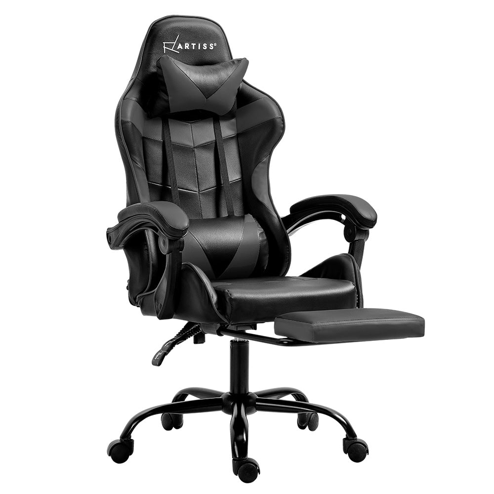 Artiss Gaming Office Chair Executive Computer Leather Chairs Footrest Grey 7