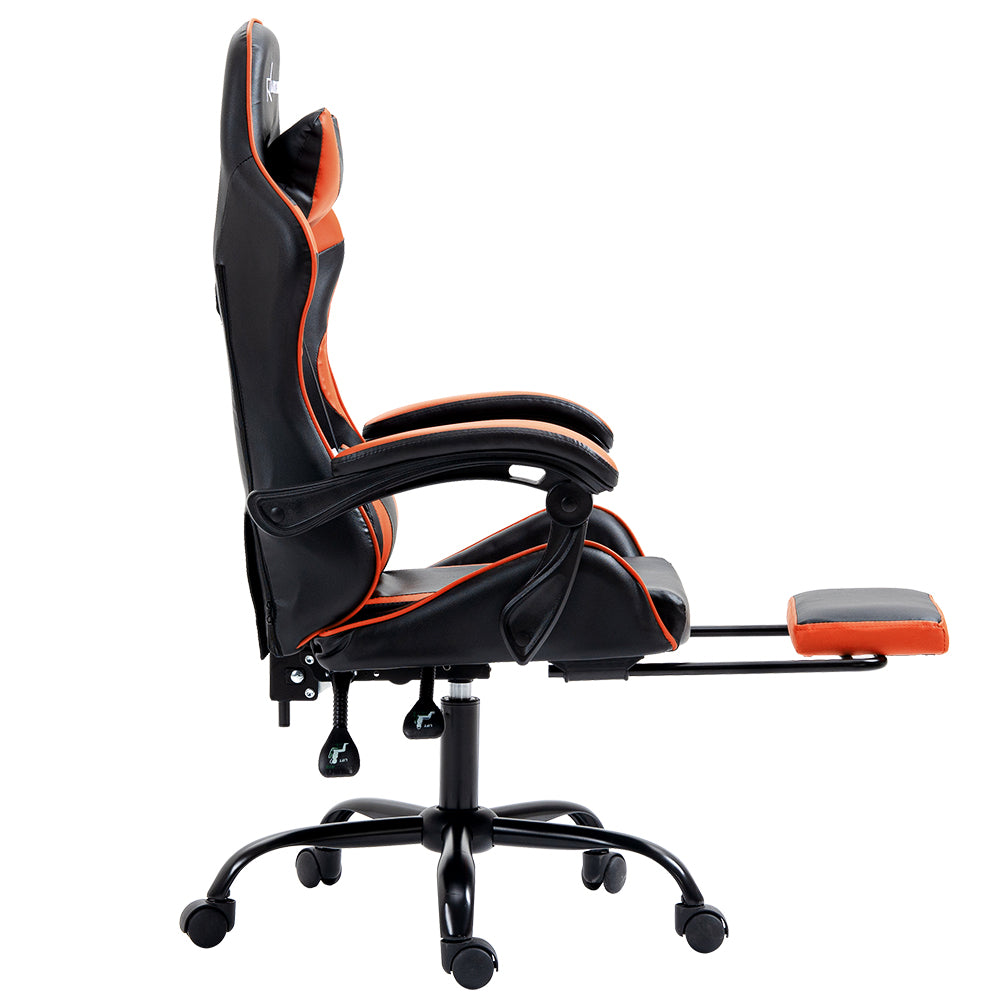 Artiss Gaming Office Chair Executive Computer Leather Chairs Footrest Orange 4