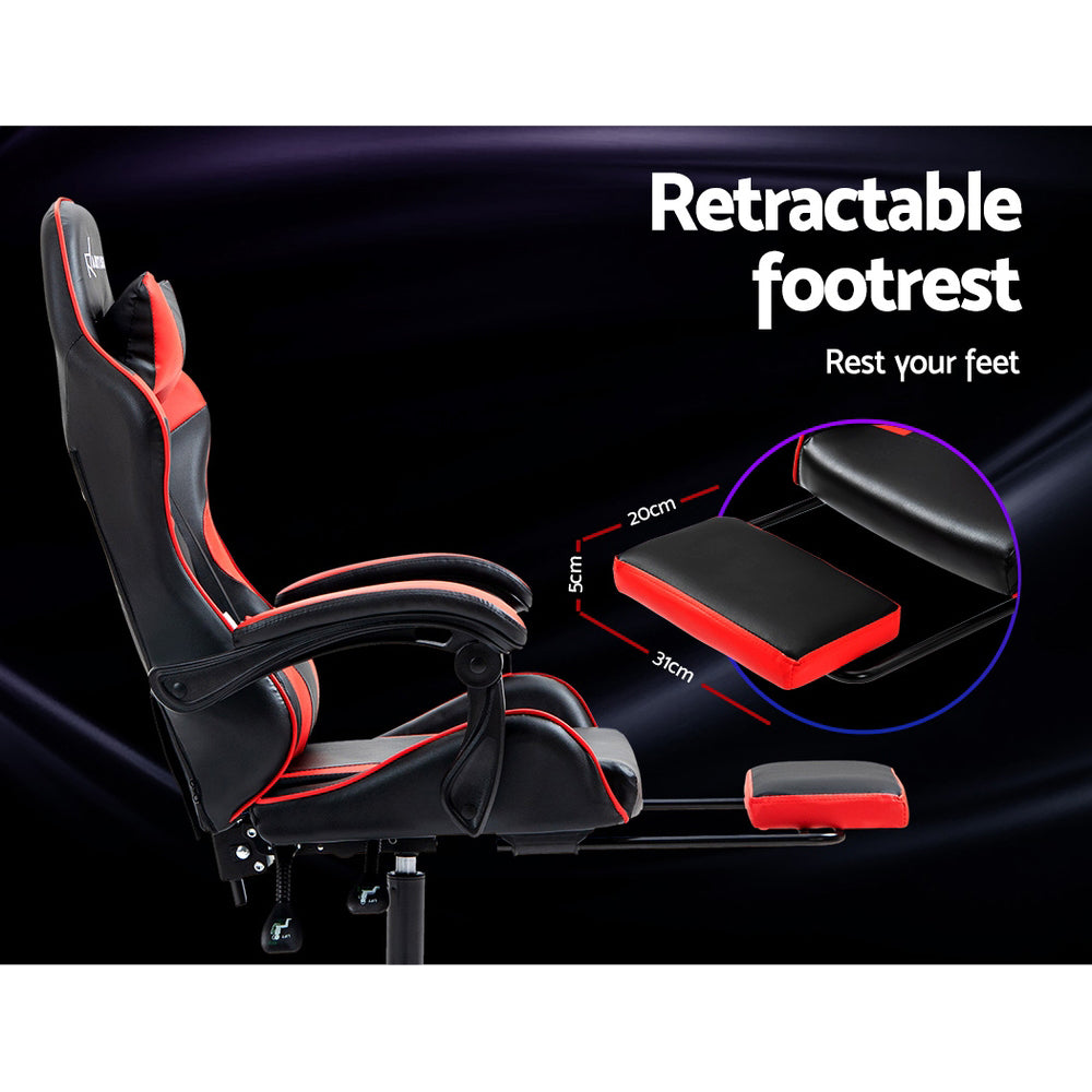 Artiss Gaming Office Chair Recliner Footrest Red 6