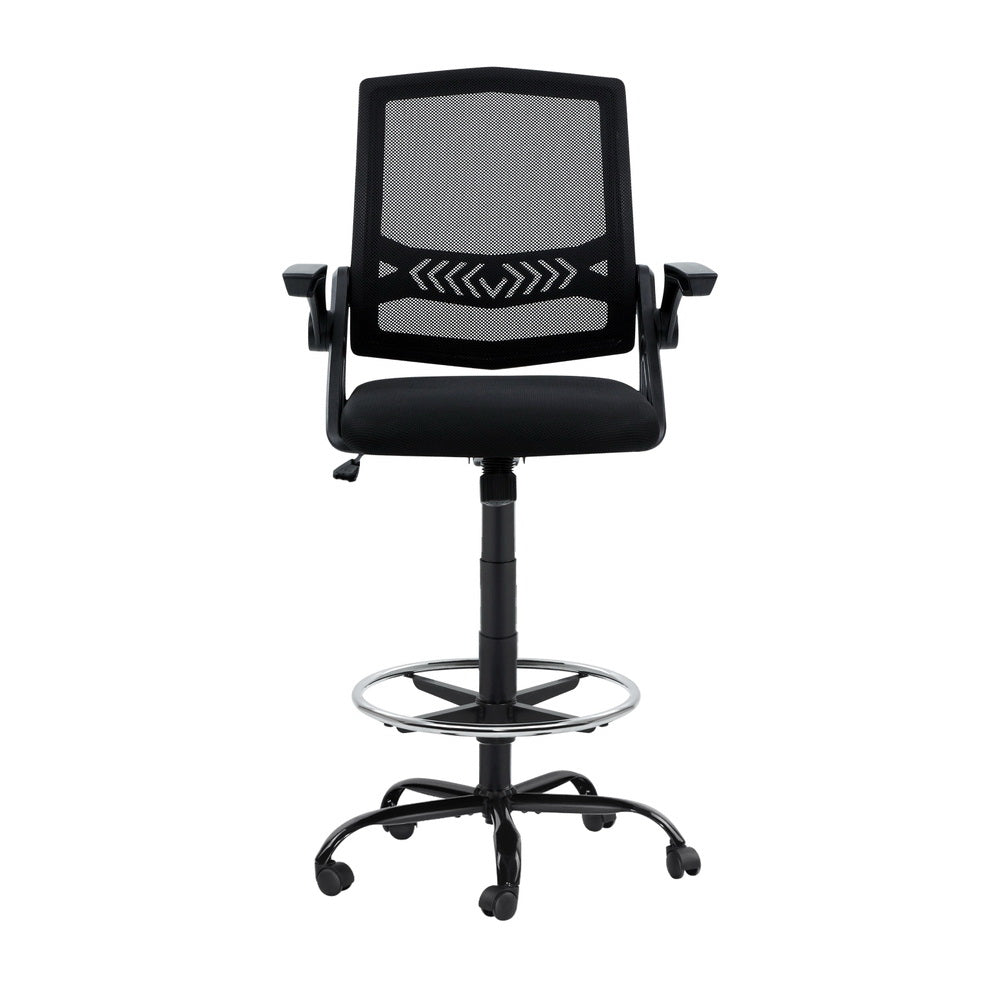 Artiss Office Chair Drafting Stool Mesh Chairs Black 3