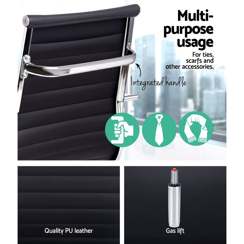 Artiss Office Chair Conference Chairs PU Leather Mid Back Black 6