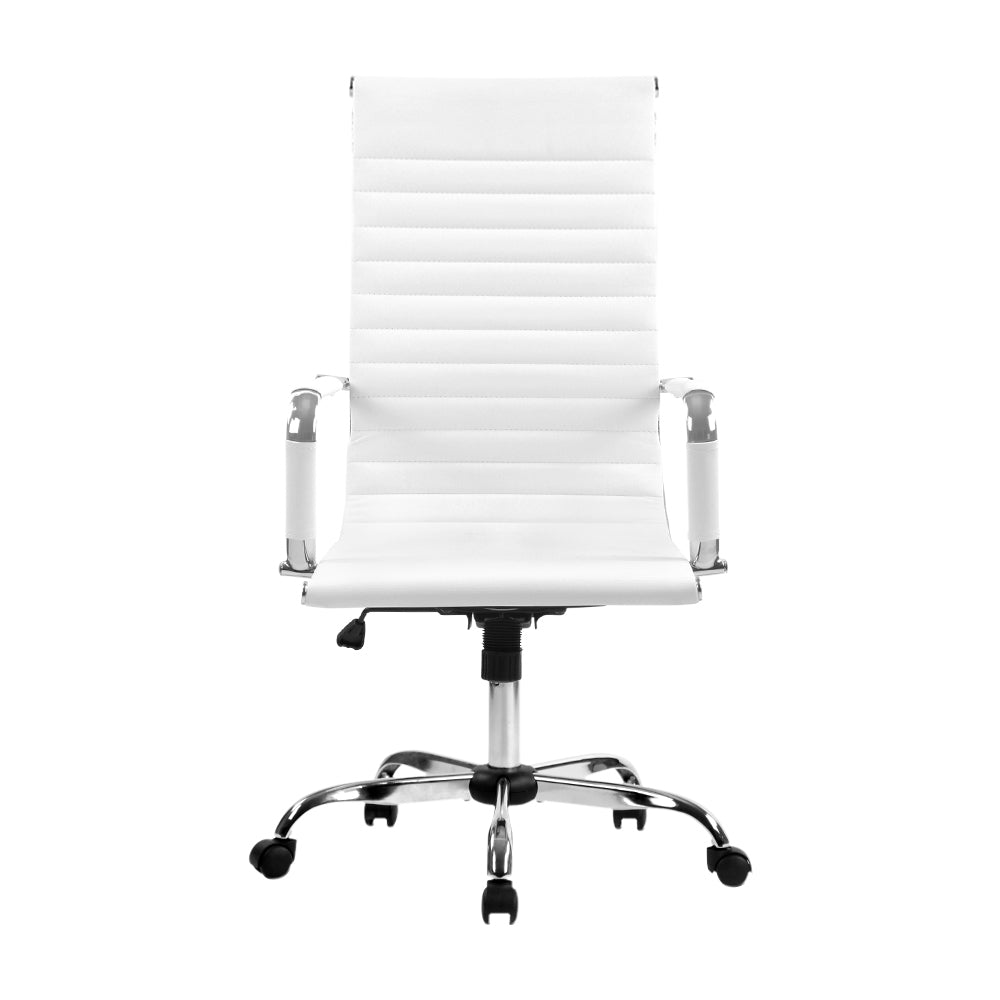 Artiss Office Chair Conference Chairs PU Leather High Back White 3