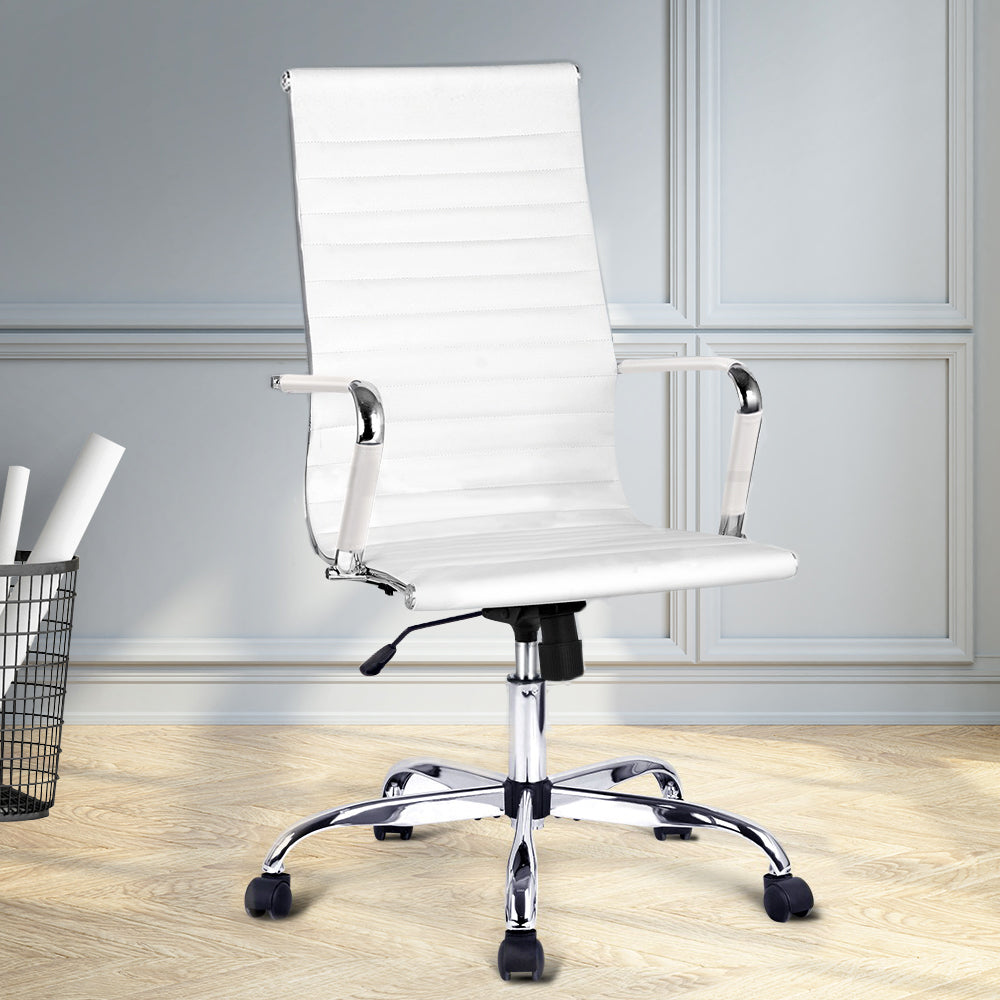 Artiss Office Chair Conference Chairs PU Leather High Back White 7