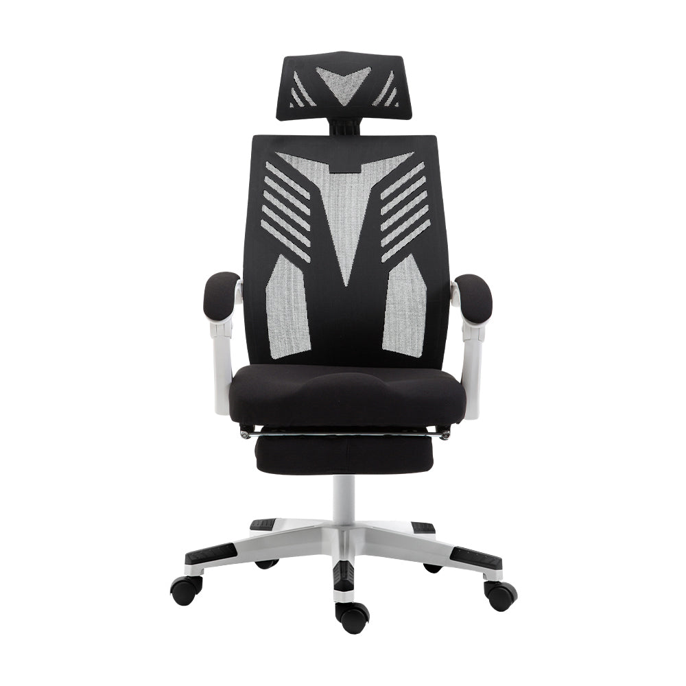 Artiss Mesh Office Chair Recliner Black White 3