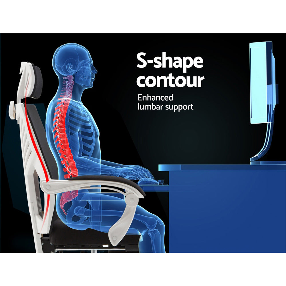 Artiss Mesh Office Chair Recliner Black White 4