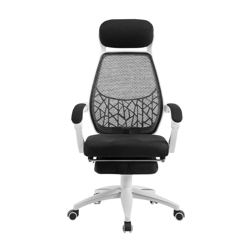 Artiss Mesh Office Chair Recliner Black White 3
