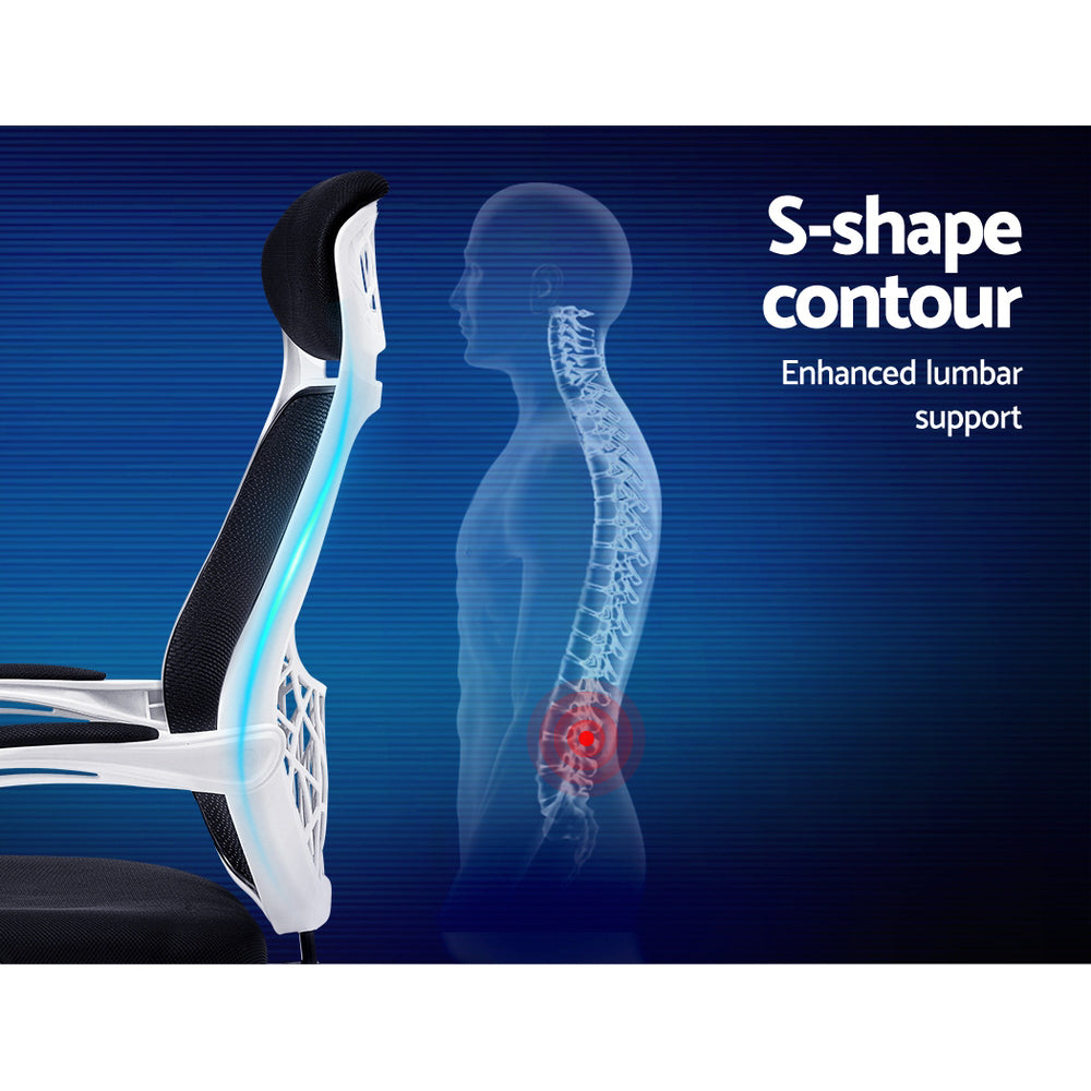 Artiss Mesh Office Chair Recliner Black White 5